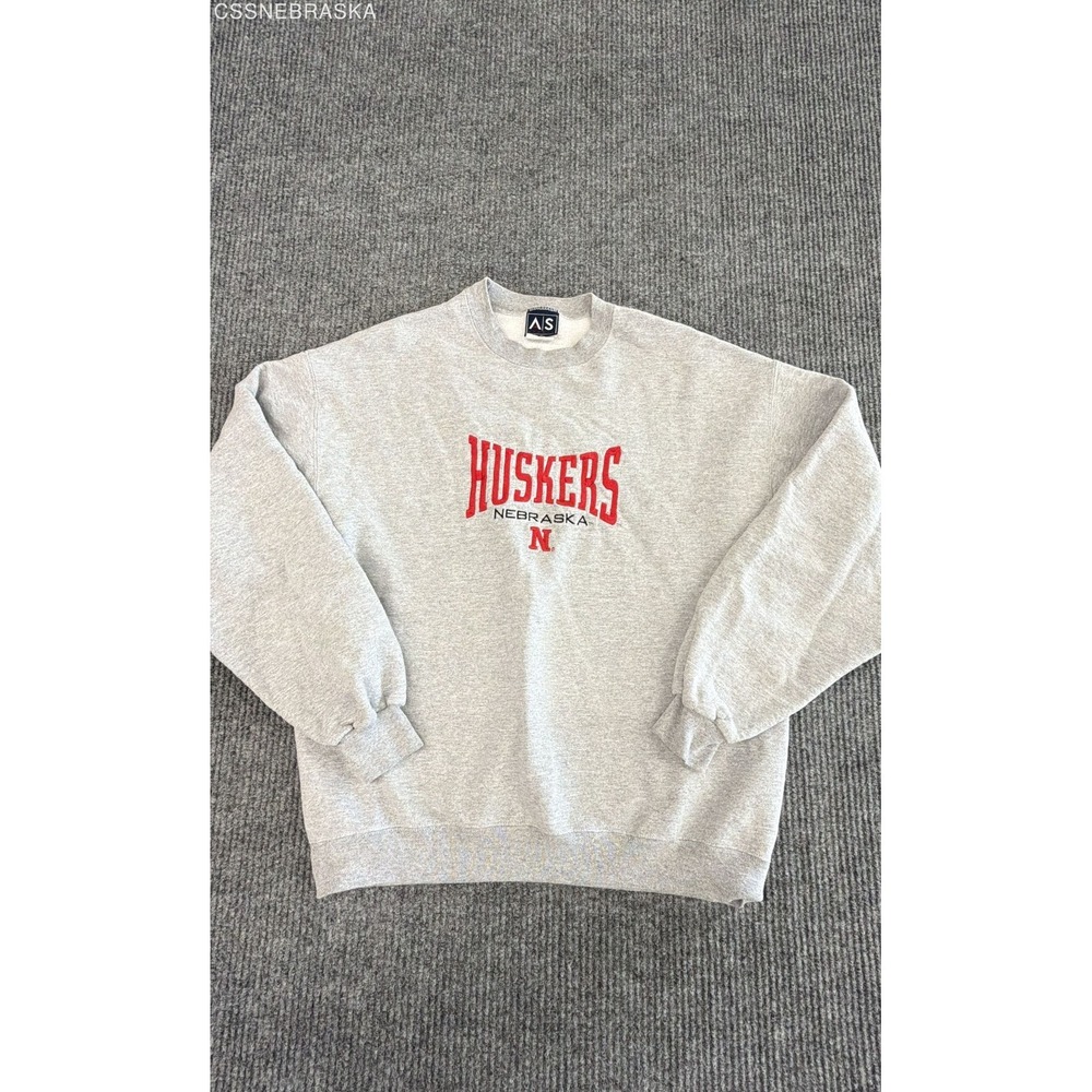 Vintage 90s Nebraska Huskers Embroidered Crewneck Sweatshirt A|S Sports Sz L
